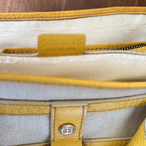 Authentic Celine Linen Boogie Bag with Yellow Trim & Accents - Picture 13 of 15